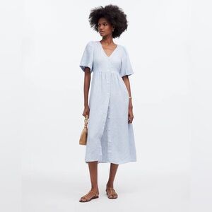 Madewell Plus Blue Pinstripe Midi Dress XL